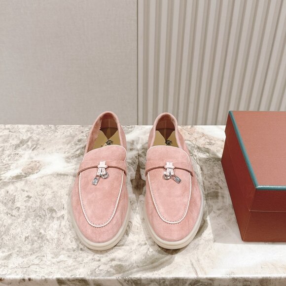 Loro Piana Shoes - Loro Piana Pink Suede Slip-On Loafers🥰